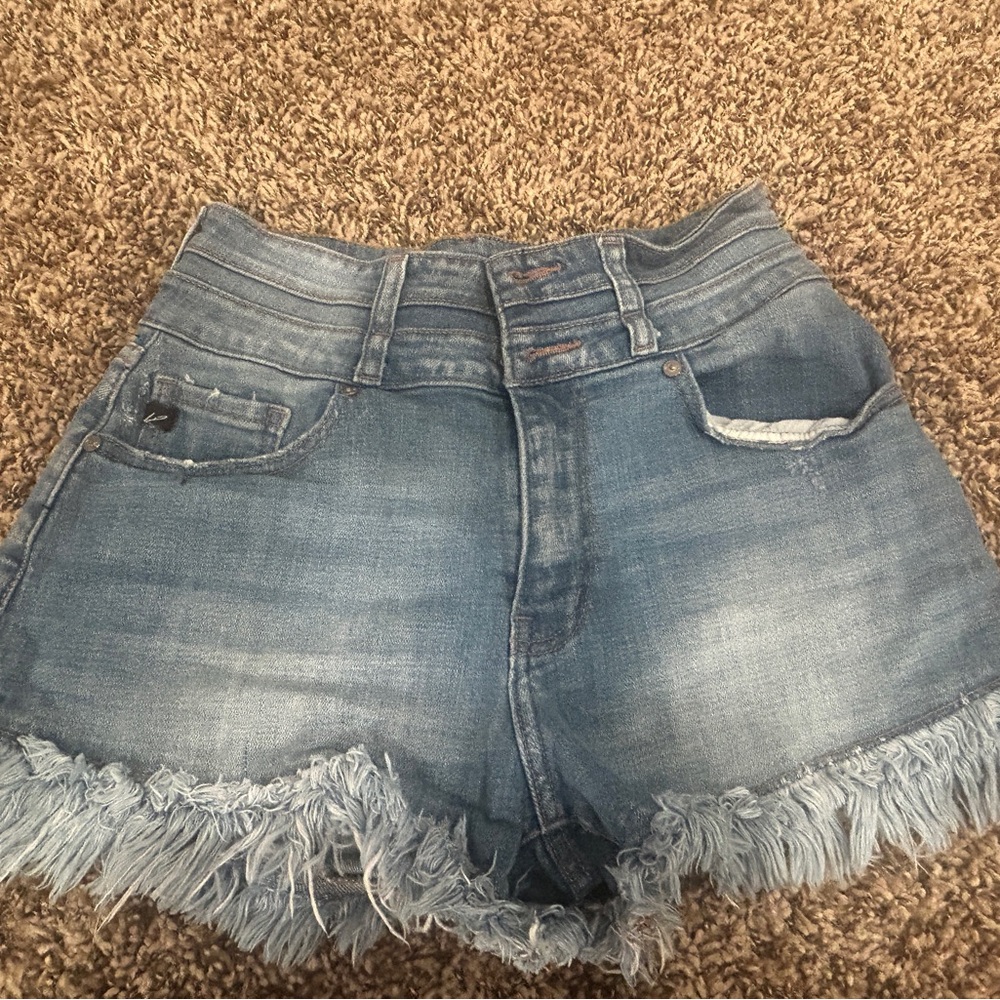 KanCan Super High Rise Double Button 3 inch Jean Denim Shorts